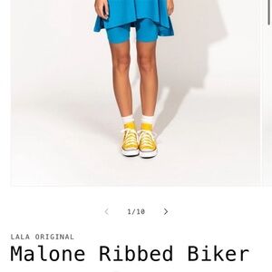 Dressed in LALA Blue Ribbed Biker Shorts